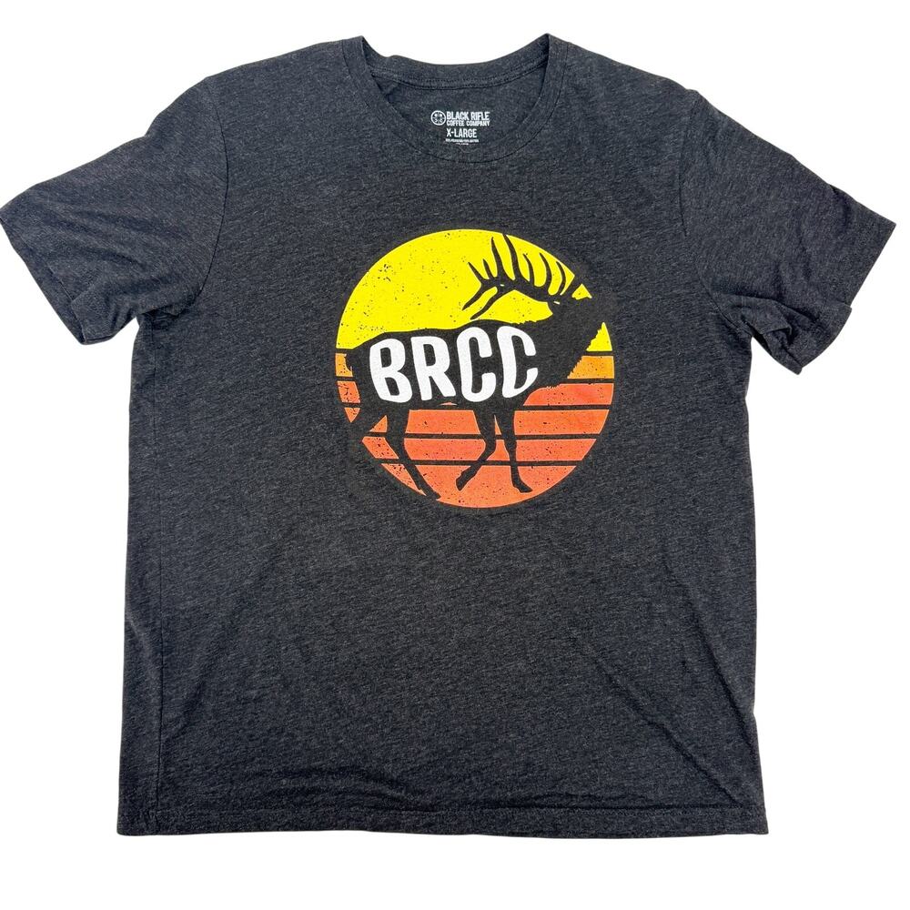 Black Rifle Coffee Company gray BRCC elk red orange tee T-Shirt men's XL